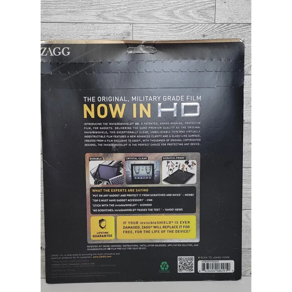 Zagg Invisible Shield iPad 2/3 Generation Apple, HD Military Grade Protector NIP